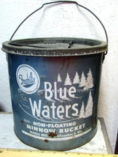 Vintage Frabill Blue Waters non floating Galvanized Metal Minnow Bait bucket
