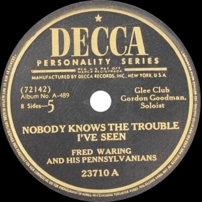 1950s MINT-NOS-FRED WARING Like a motherless child/ nobody knows 23710 78