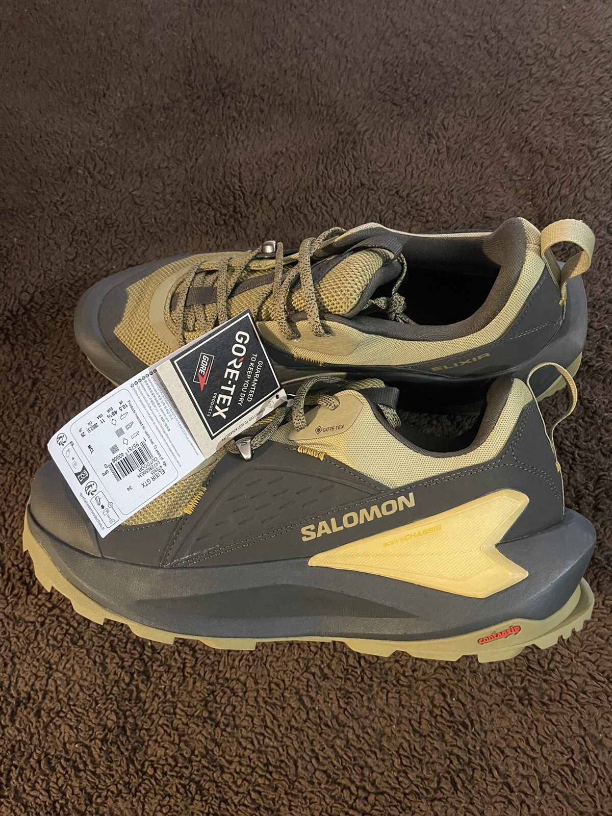 Scarpe da trekking Salomon Elixir GTX Gore Tex nere erbe essiccate L47295500 da uomo taglia 11