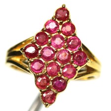 925 Sterling Silver Red Ruby Jewelry Ring Size 7 18K Gold Plated