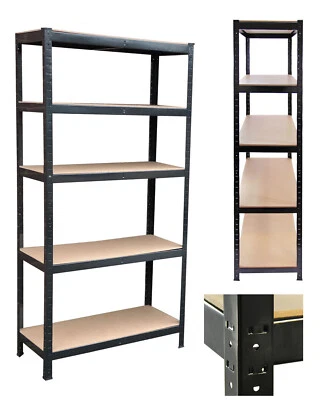 THE SHOPFITTING SHOP Heavy Duty Boltless Shelving 1.8m Tall BLACK 5 Tier Metal Garage Storage Unit