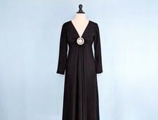 Vintage 60s Black Formal Maxi Dress, Vintage 1960s Long Sleeved Evening Gown