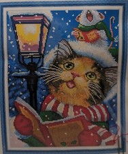 Christmas Cat Counted Cross Stitch Kit 36498 32X39cm Kitty Singing Carols NEW 