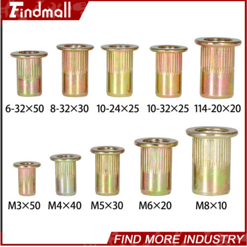 Findmall 300er Pack Zink Stahl Nietmuttern Kit 150 Stck. Metrisch & 150 Stck. SAE Nietmutter - Bild 2 von 8