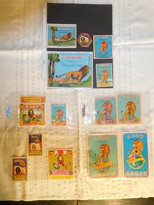 19 Rare Vintage Lion - Roaring, Globe, Mandarin Firecracker Firework Label Lot