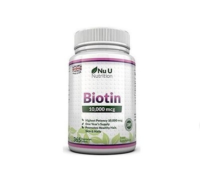 Nu U Biotin 10.000 Mcg Haarwachstumsergänzung - 365 Tabletten - Einjahresvorrat