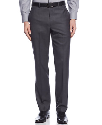 slim fit dress slacks Mens Solid Navy Slim Fit Flat Front 4 Way Stretch Dress Pants – The Suit  Depot main image 1