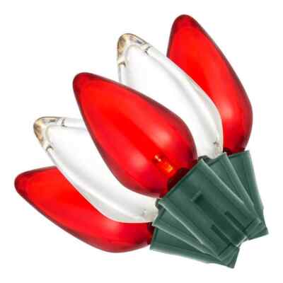 NEW! Home Accents Holiday - 100 Red/White C9 LED Lights Steady Lit - FREE SHIP!