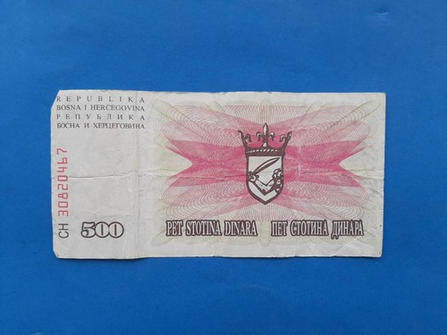 1 x 500 Dinara Bosnien Herzegowina / Geldschein Banknote von 1992 '