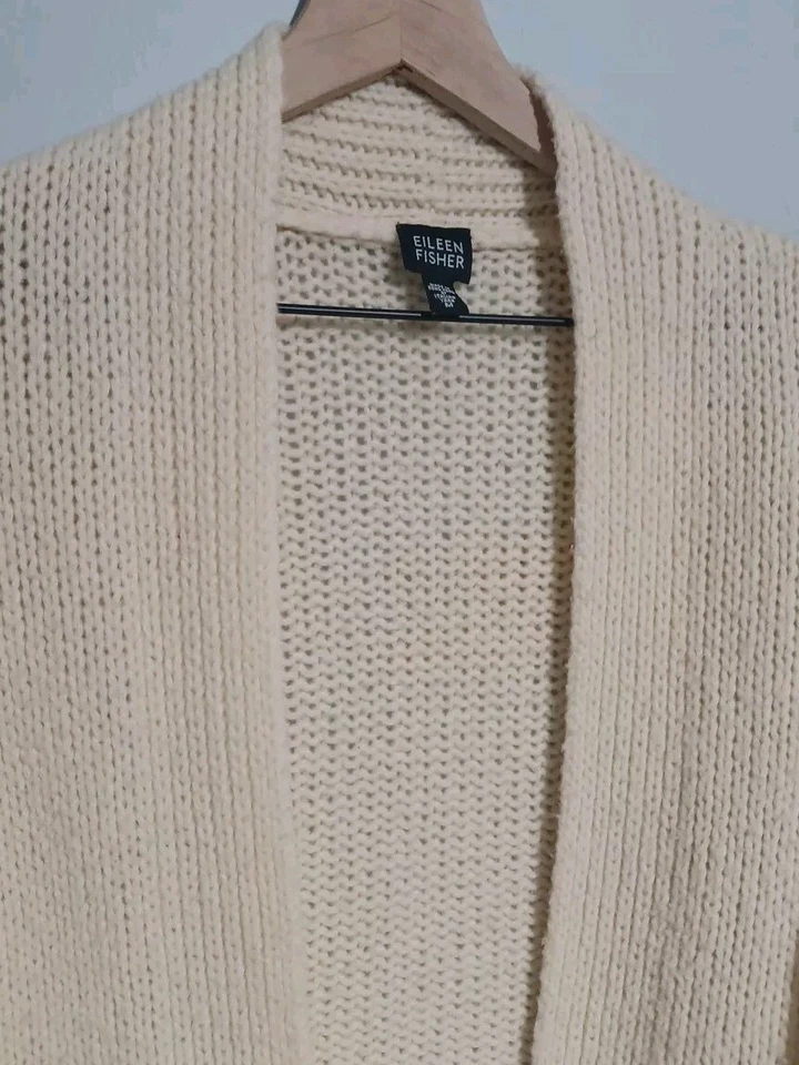 Eileen Fisher Cardigan Womans Size M Off White Long Sleeve (F2) - image 2 of 4