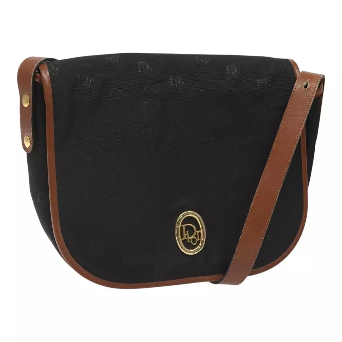 Sac bandoulière Christian Dior toile cuir noir authentique ti2628