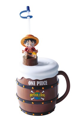 One Piece Luffy Gomugomu Toast Bottle Mug w/ Straw USJ Limited Anime F/S 