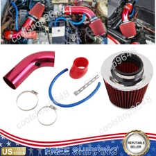 3" Cold Cars Air Intake Filter Induction Kit Pipe Power Flow Hose System Red