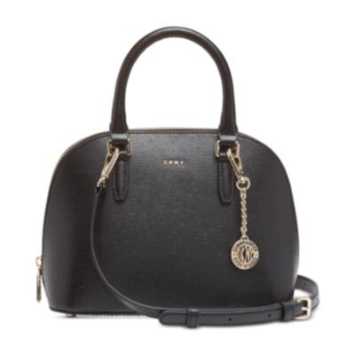 DKNY Bryant Dome Faux Leather Satch Black, Gold Tone