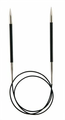 KnitPro 40 cm x 2 mm Karbonz Fixed Circular Needles, Black and Silver