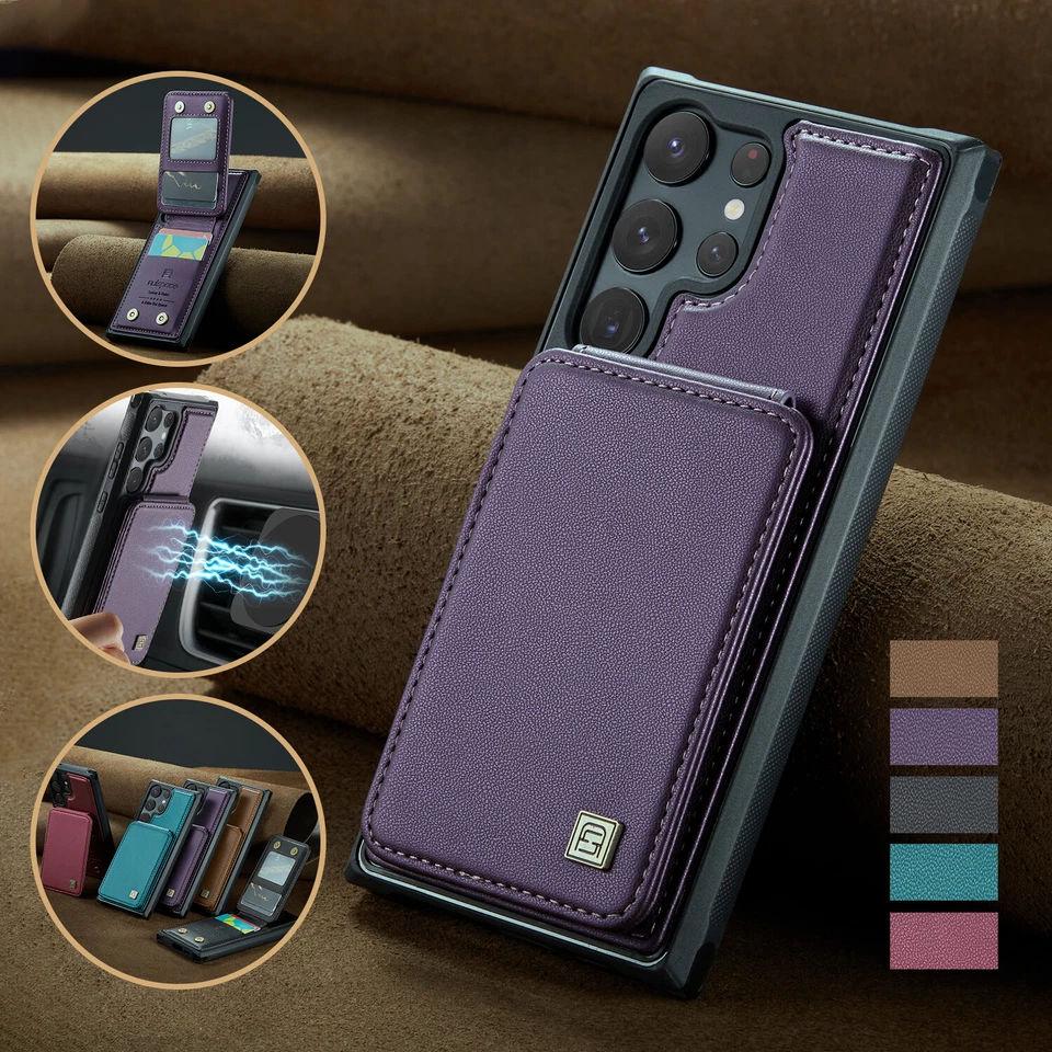 For Samsung Galaxy S25 S24 S22 S23 Ultra Case Leather Skin Card Slots Cover Case - Image 2 of 4