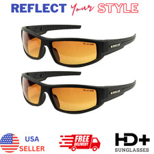Sport Wrap Hd Night Driving Vision Sunglasses High Definition Set of Matte Black