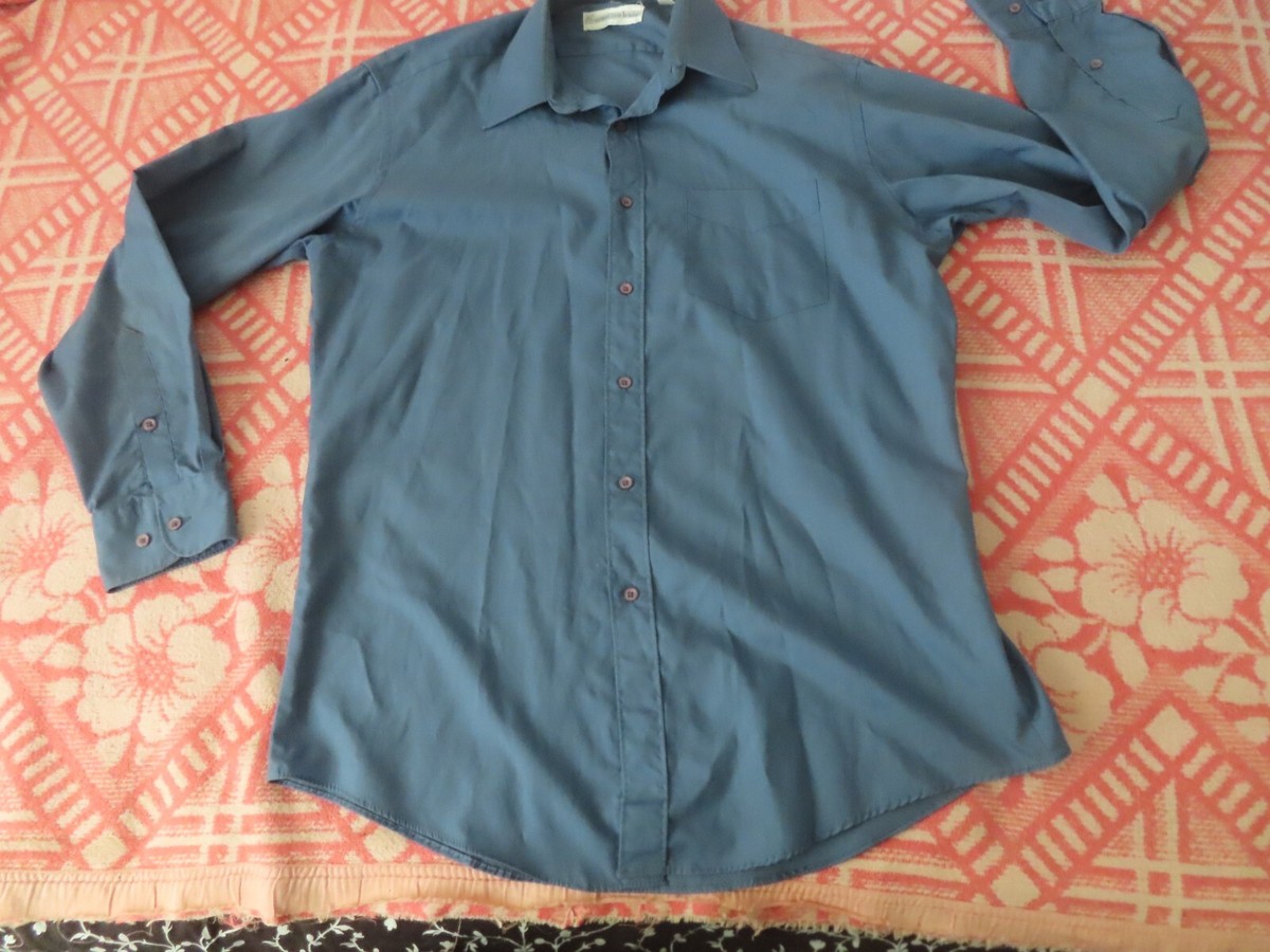 Vintage COURREGES Homme Long Sleeve Mens dress Shirt blue 15.5/32