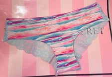 VICTORIA'S SECRET PINK L SUNSET WATERCOLOR LACE VINTAGE RARE CHEEKSTER PANTIES