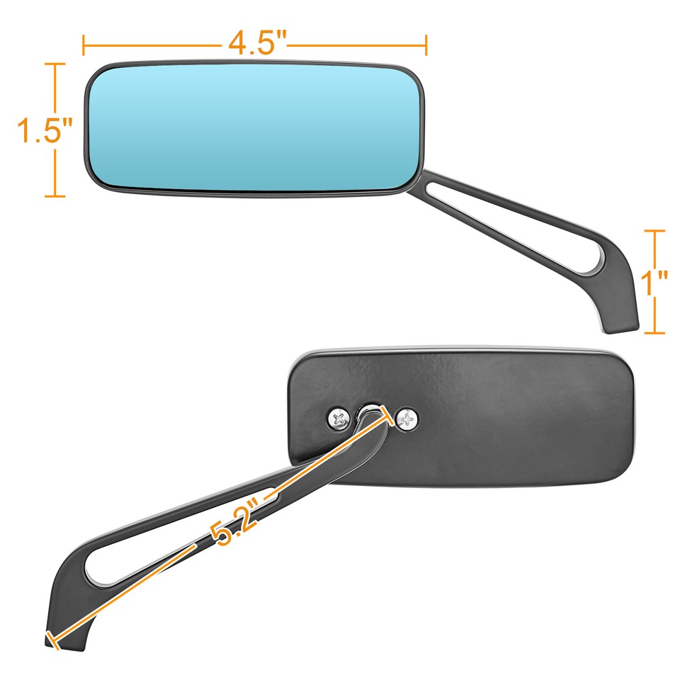 Universal Rectangle Motorcycle Rear View Side Mirrors For Honda Yamaha ...