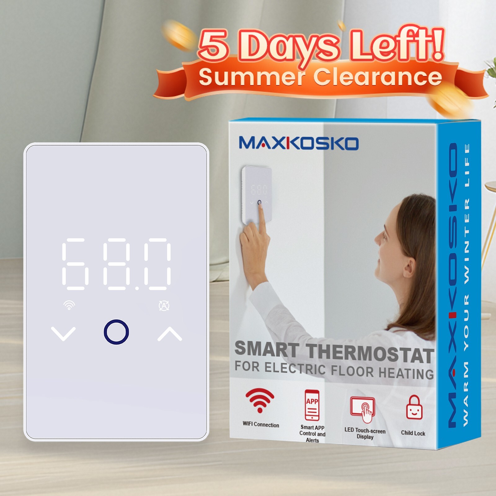 For Electric Floor Heating With Wifi Control--30% Off