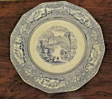 Antique Thomas Goodfellow "Alleghany" Blue Transferware Plate 9.25" C.1850