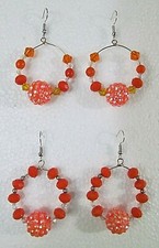 Orange Disco Bead Orange Accents Dangle Wire Earrings U-Choose Style