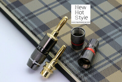 Connettori A Banana In Rame Placcato Oro - 2 Pezzi Rossi Per Amplificatori E Altoparlanti - Foto 8