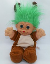 VTG Russ Berrie Plush Christmas Troll Doll Dressed as Rudolph the Reindeer 11"