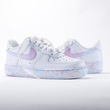 Air Force 1 Custom Baby Blue Pink Gender Reveal Splatter Shoes Mens Womens Kids