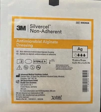 5-Pack 3M Silvercel Non-Adherent Ag Antimicrobial - 4.25x4.25 inch - REF 900404