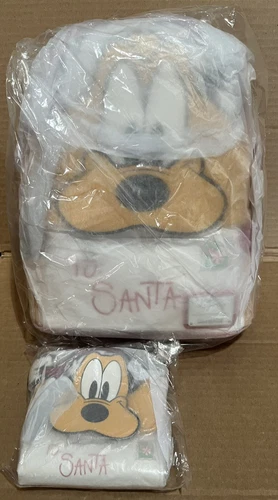 Loungefly Disney Pluto Letters to Santa Mini Backpack & Wallet BNWT