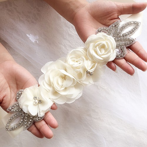 Vintage Crystal 3D Flower Pregnant Maternity Belt Floral Baby Shower Belly Sash - Picture 2 of 62