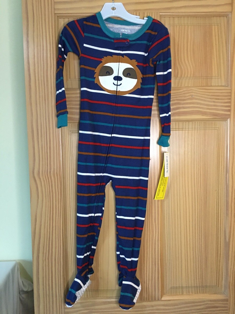 New Carter's Sloth Cotton Pajama PJs Footie Sleeper Toddler Boy Stripes  many sz