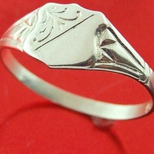 Ring Real 925 Sterling Silver Solid Unisex Engraved Keepsake Signet Design Sz G