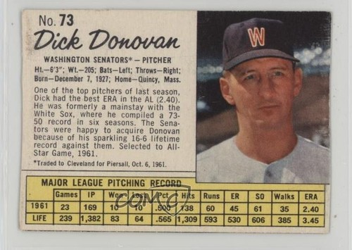 1962 Dick Donovan #73