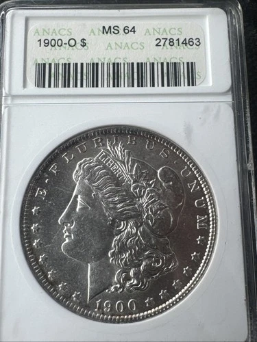 1900 O Morgan Silver $1 Dollar MS64 ANACS Certified Old Soapbox Holder