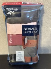Reebok Women's Seamless Boy Shorts, 5-Pack, Pink/Gray/Blue, Size XL 16 New