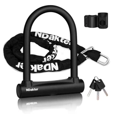 NDakter Bike Locks Heavy Duty Anti Theft, Bike U Lock with 4FT Chain and Brac...