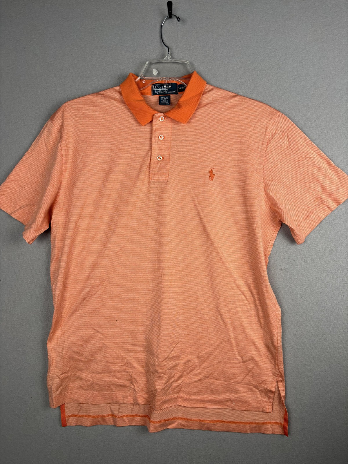 Polo Ralph Lauren camicia uomo media arancione pima cotone manica corta logo pony
