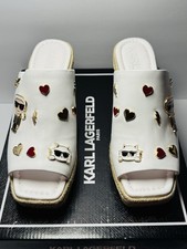 RARE Karl Lagerfeld Corissa Pins Espadrille Platform Wedge Sandals Sz 7 37.5