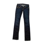 True Religion Jeans Womens 25 Denim Straight Leg Super Low Rise Zip Fly Stretch