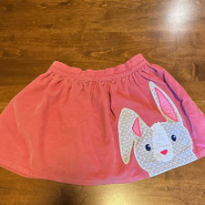Mini Boden Girls Pink Bunny Embroidered Corduroy A-Line Skirt Size 4-5yrs 110cm