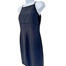 Y2K Black Beaded Cocktail Dress Halter Neck Sheath Mini Party Evening Formal 6