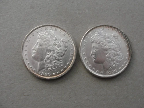 TWO (2) 1896 Morgan 90% U.S. Silver Dollars in UNC Condition