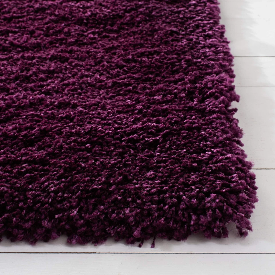 Santa Monica Shag Collection 4' x 6' púrpura SGN725 sólido sin derramamiento sala de estar... Foto 3 de 4