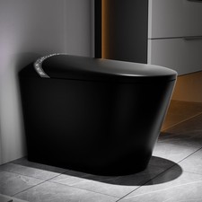 Smart Toilet with Bidet, Auto Open/Close Seat, Foot Sensor, LED, Matte Black