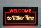 Vintage 1984 Miller Time Light-Up Bar Sign Works Great Man Cave Beer Pub 16” x9”