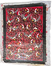 Birds Chatter Red Original Signed Tinga Tinga East African oil painting