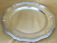 Plat rond métal argenté CHRISTOFLE modèle filet Contour Chinon monogrammé N°2